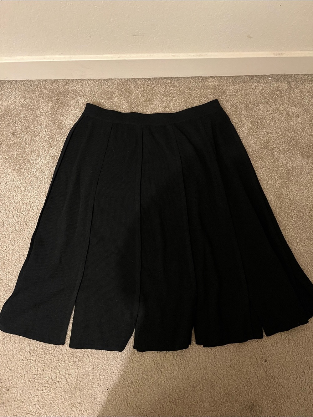 St. John Black Pleated Circle Skirt